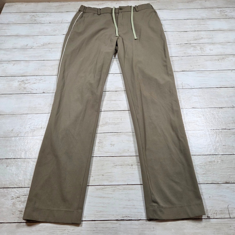Nespresso Side Stripe Drawstring Trousers Straight Leg Women Size S Olive Drab